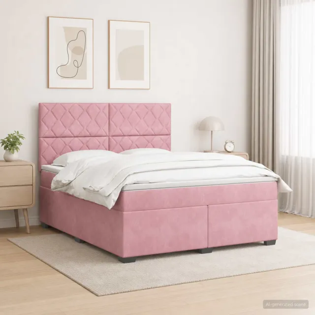 vidaXL Boxspringbed met matras Roze 140 x 200 cm Fluweel