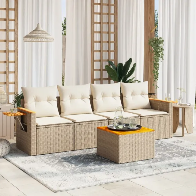 vidaXL Patio Sofa Set 5-zits Beige and Cream, foto 2