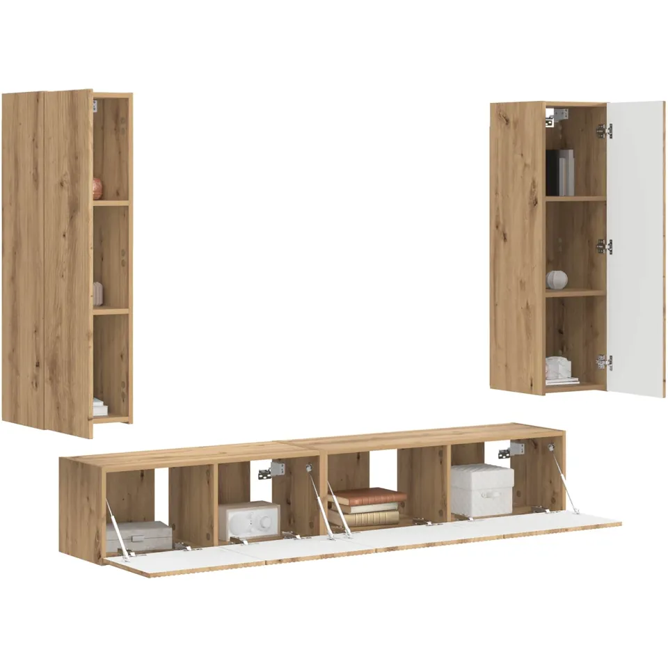 vidaXL Tv-meubelset 3 st 30 x 31 x 100 cm Artisan Eiken Bruin