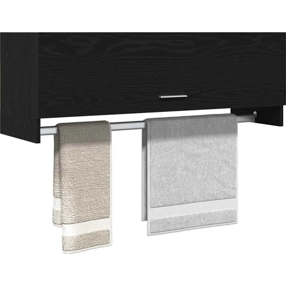 vidaXL Kledingkast Zwart Eiken 100 x 32,5 x 35 cm Bewerkt hout, foto 4