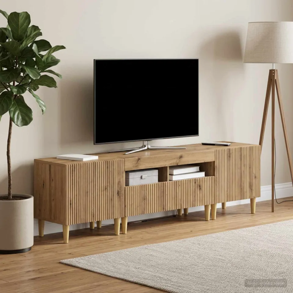 vidaXL 3-delige LED TV-kast ARNHEM 3 st Artisanaal eiken Bewerkt hout, foto 3