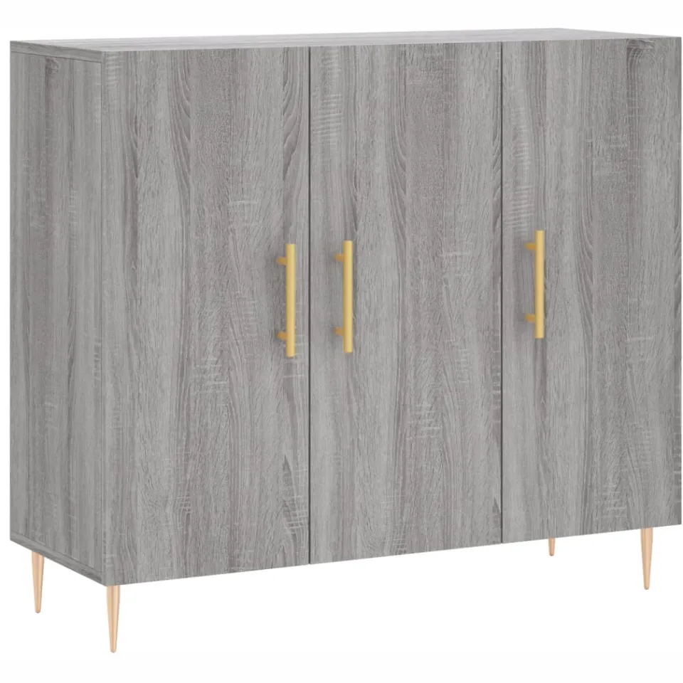 vidaXL Dressoir 90x34x80 cm bewerkt hout grijs sonoma eikenkleurig