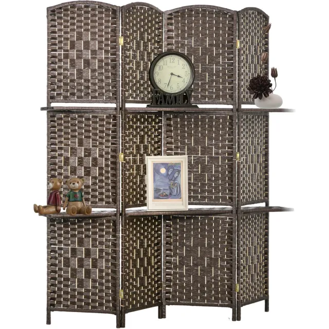 Homcom kamerverdeler-160x1.6x170cm-papiervezel-bruin