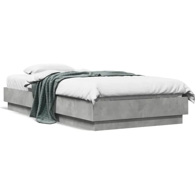 vidaXL Bedframe met LED-verlichting betongrijs 75x190 cm