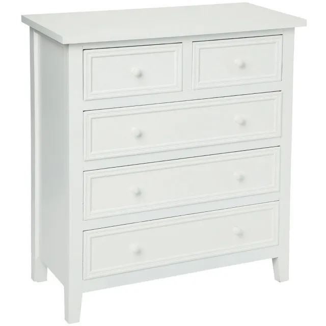 Atmosphera Créateur d'intérieur® Commode met 5 lades en sierlijsten, gebleekt hout CHARME Blanc