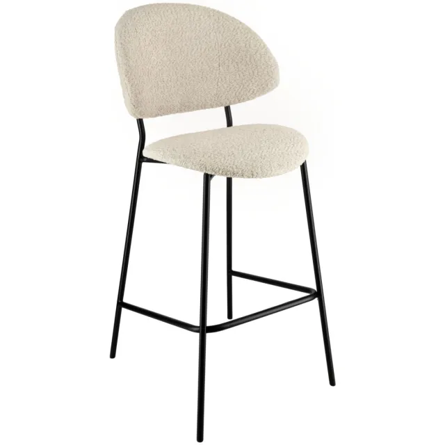 Vega Barkruk Lindo Bouclé; 50.5x54.5x110 cm (BxDxH); zitting beige, frame zwart