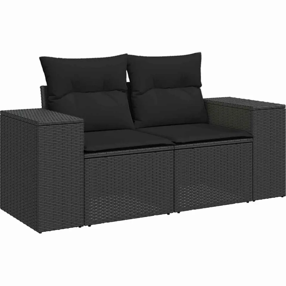vidaXL Tuin Sofa Set 9 st Zwart poly rattan, foto 4