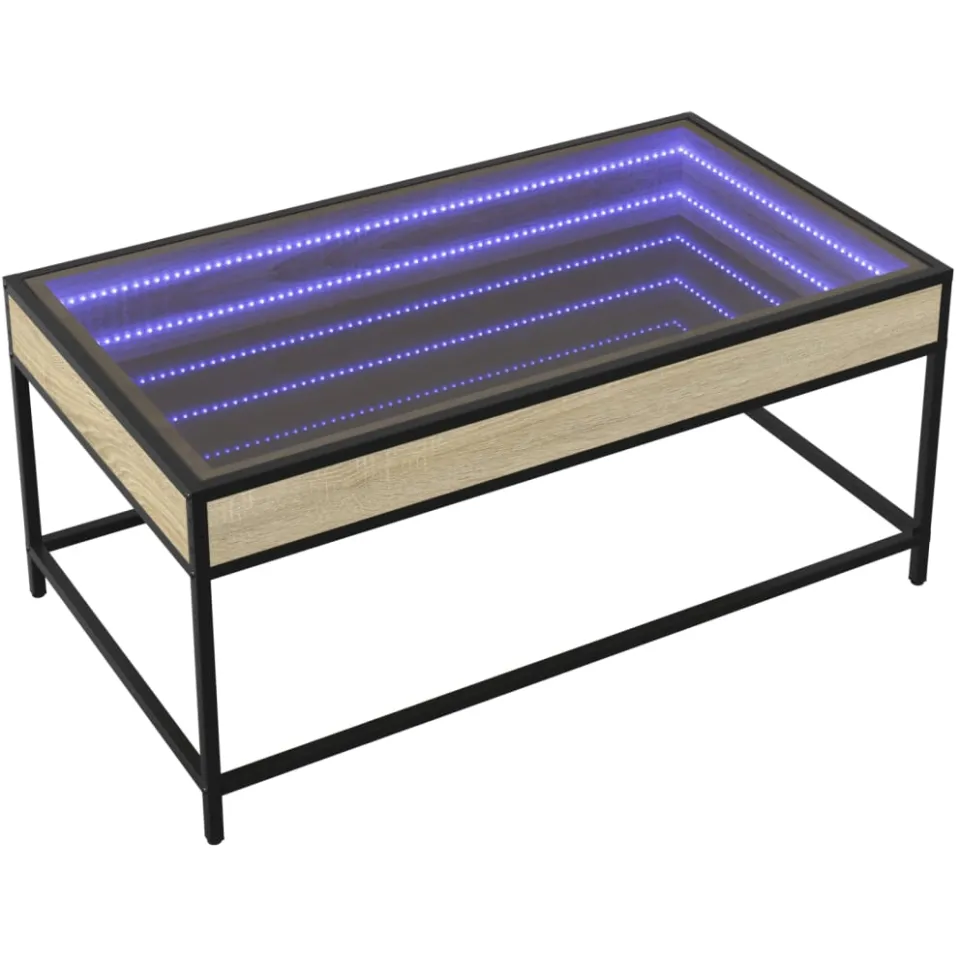 vidaXL Salontafel met Infinity LED 90x50x41 cm sonoma eikenkleurig Bruin