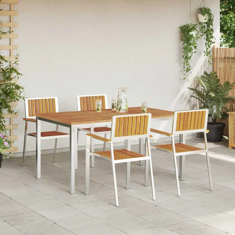 vidaXL Buiten eettafelset 5 st 150 x 90 x 75 cm bruin, foto 3