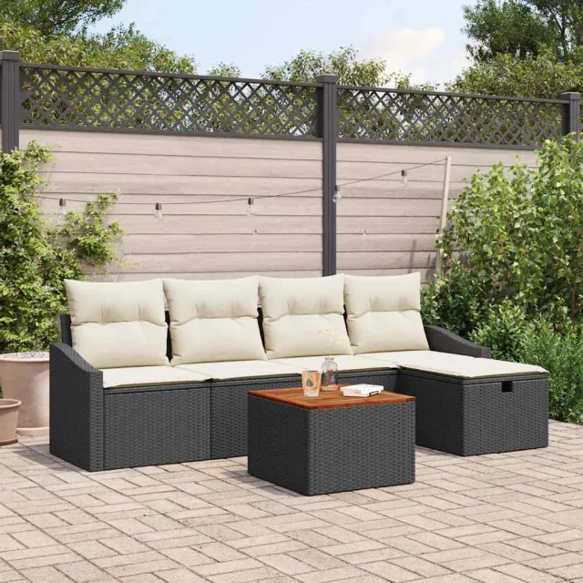 vidaXL Tuinbankenset 6 st Zwart poly rattan, foto 2