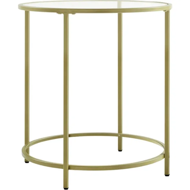 MAZAZU MIRA Home Bijzettafel Rond - Salontafel met Gehard Glazen Blad - Metalen Frame - 50x50x55 cm - Goud Goud kleurig