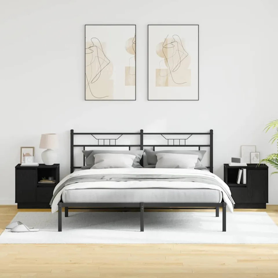 vidaXL Nachtkastje 2 st Zwart Eiken 50 x 34,5 x 50 cm. Bewerkt hout, foto 4