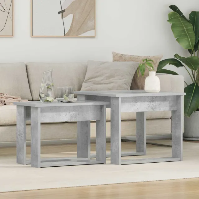 vidaXL Koffietafel Set 2 st Beton Grijs 50 x 52 x 42 cm Bewerkt hout