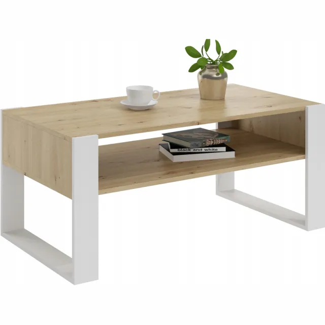 Matkam Salontafel - KAJA 120cm - Eiken Artisan-Wit Loft Retro PER