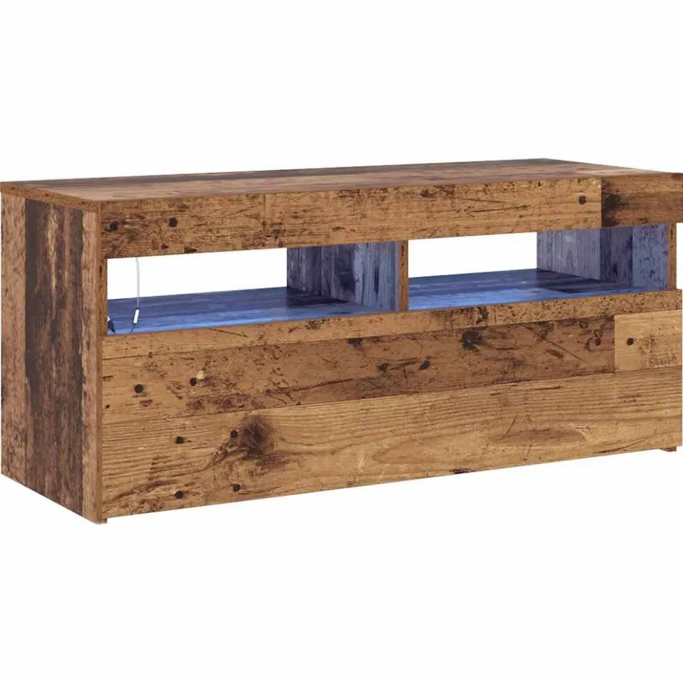 vidaXL Tv-meubel met LED 90x35x40 cm bewerkt hout oud hout bruin