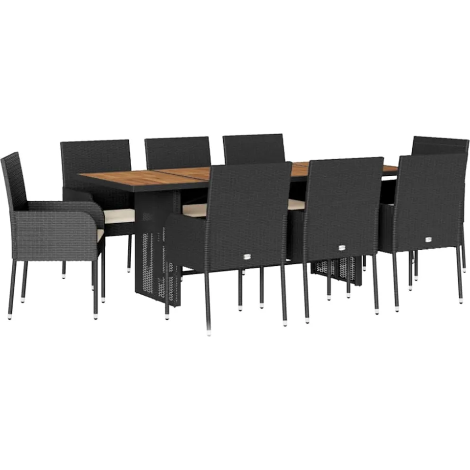 vidaXL 9-delige Tuinset poly rattan zwart, foto 3