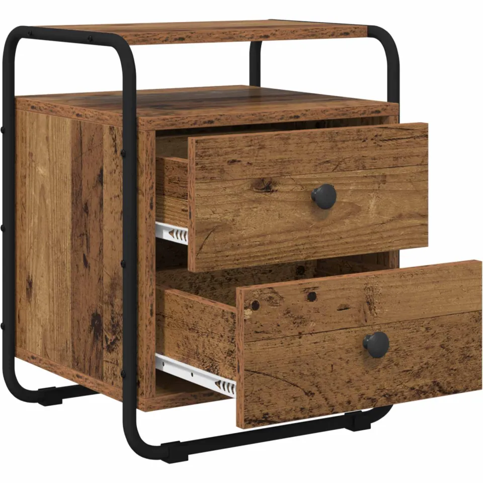 vidaXL Nachtkastje 2 st Oud hout 40 x 36,5 x 50 cm Bewerkt hout bruin, foto 4