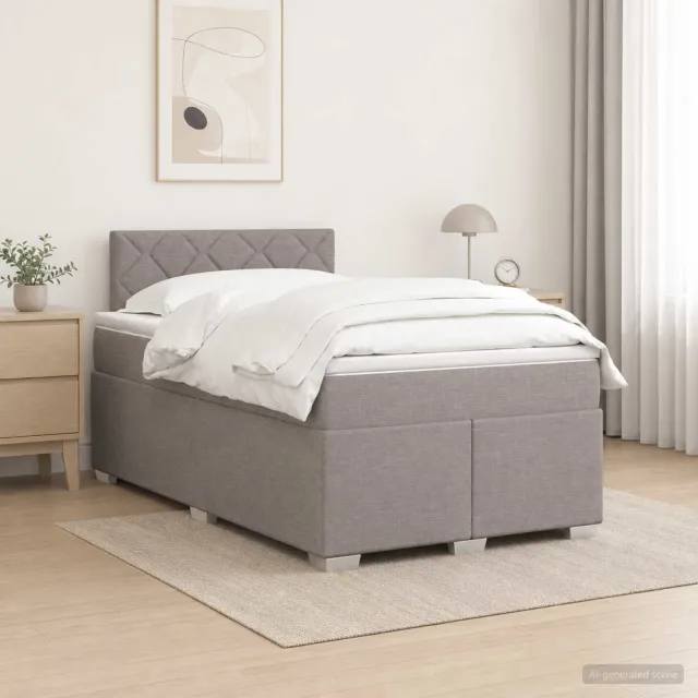 vidaXL Boxspringbed met matras met hoofdeinde Taupe 120 x 200 cm Stof