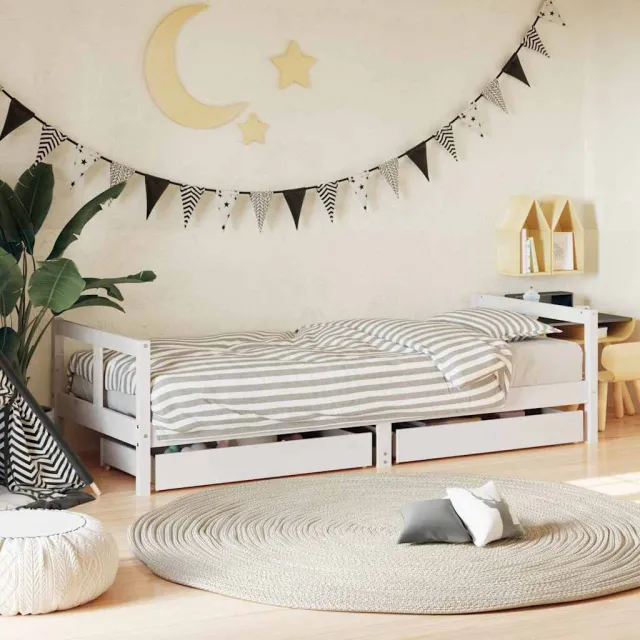 vidaXL Kinderbedframe met lades 80x200 cm massief grenenhout wit, foto 2