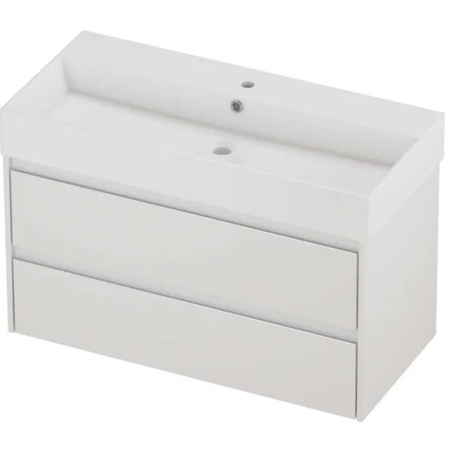 Proline Zara Badmeubelset Porselein Loft 1 Kraangat 100x46x65 cm Glans Wit Glans Wit