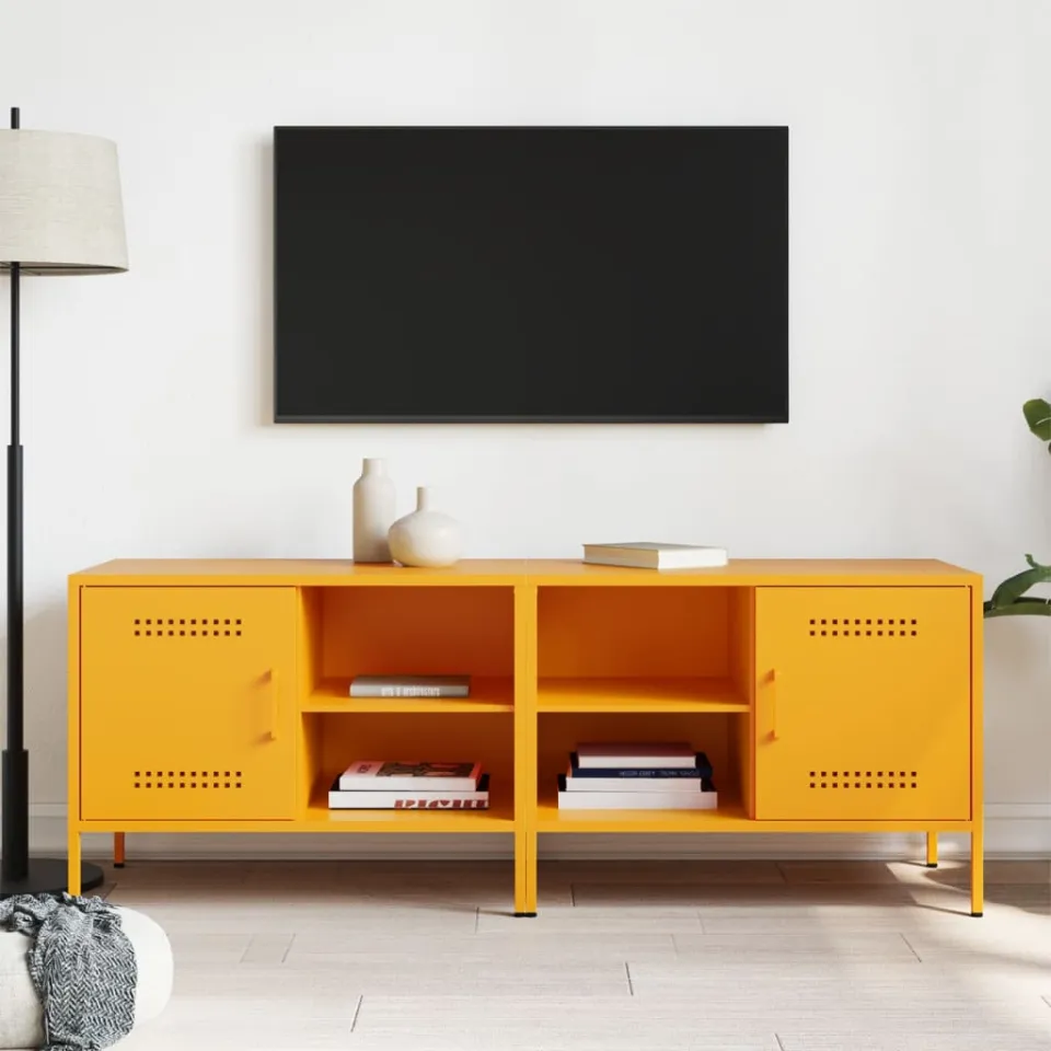 vidaXL Tv-meubelen 2 st 68x39x50,5 cm staal mosterdgeel, foto 3
