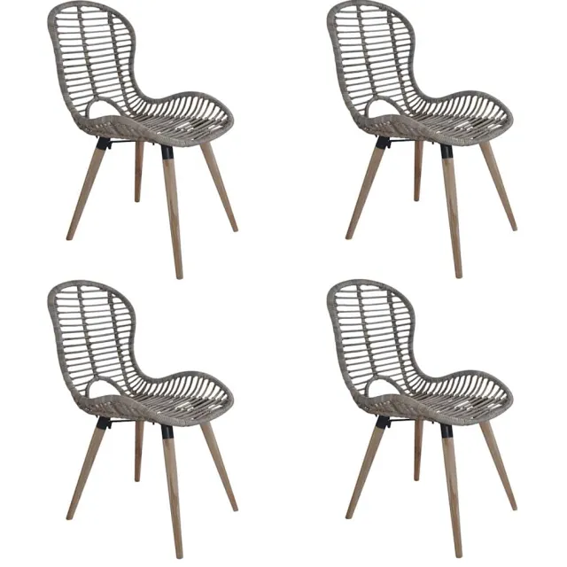 vidaXL Eetkamerstoelen 4 st natuurlijk rattan bruin