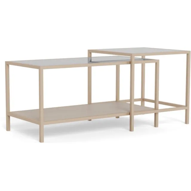 Giga Living Salontafel Vayen Glas Transparant Set van 2 90cm - Giga Living