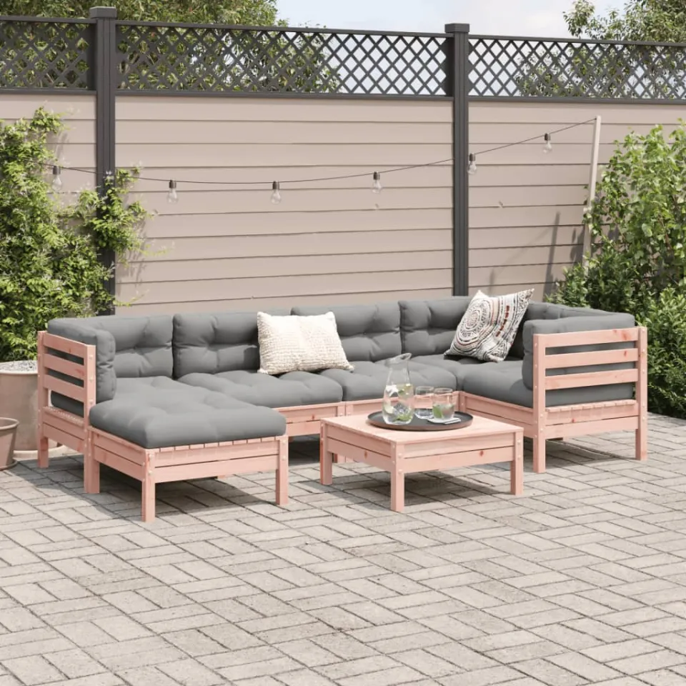 vidaXL 7-delige Loungeset met kussens massief douglas vurenhout bruin, foto 2
