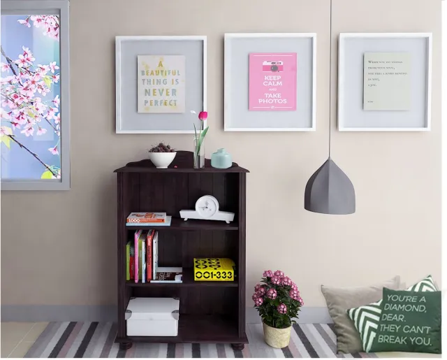 Notio Living Mette Boekenkast met 3 Vakken - Massief Grenenhout - 77 x 30,5 x 116 cm Donkel Bruin
