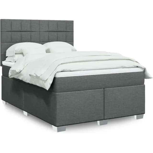 vidaXL Boxspring met matras stof donkergrijs 140x200 cm grijs
