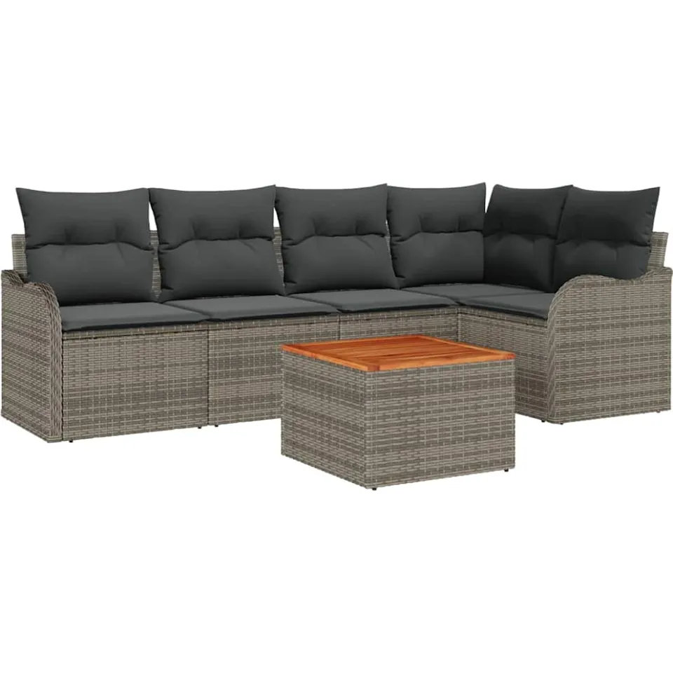 vidaXL Tuinbankenset 6 st Grijs poly rattan