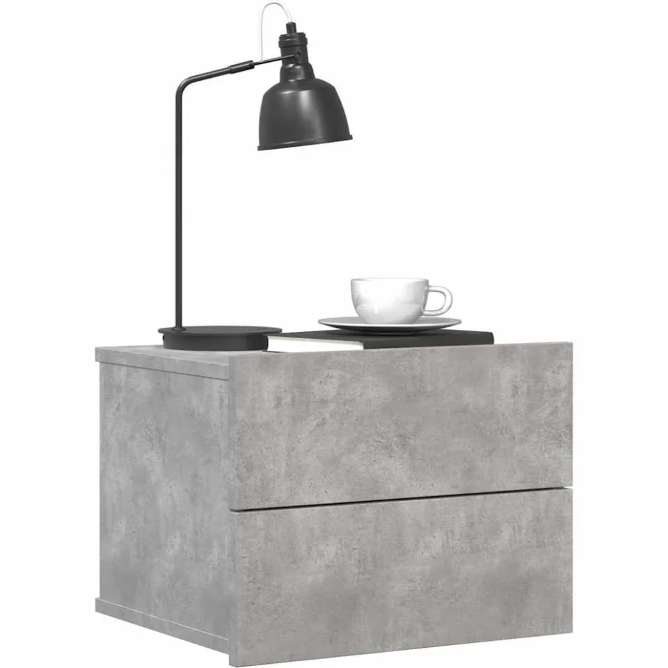 vidaXL Nachtkastjes 2 st 40x30x30 cm bewerkt hout betongrijs grijs, foto 2