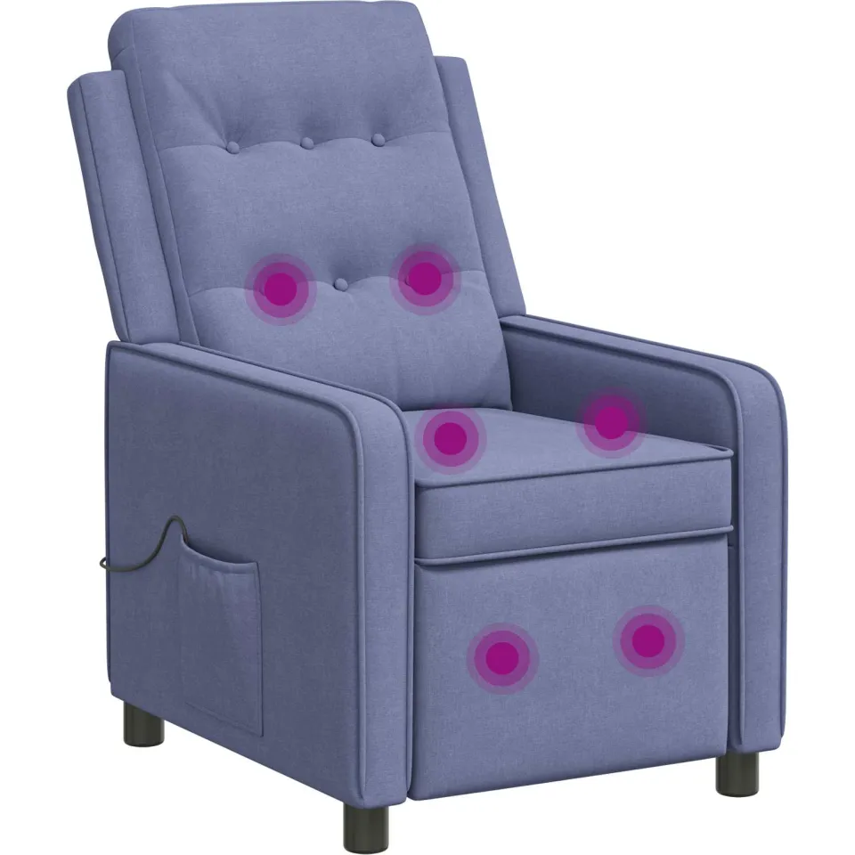 vidaXL Massage-relaxstoel Jeans Blauw 65 x 93 x 102 cm Stof Azuurblauw