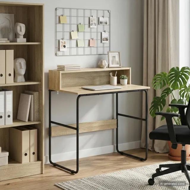 vidaXL Bureau met opbergruimte Sonoma Eiken 80 x 50 x 91 cm, foto 2