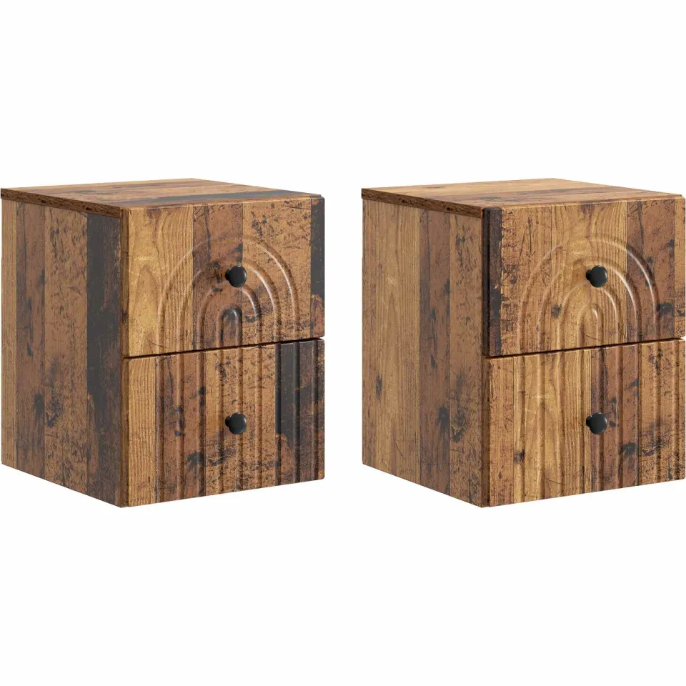 vidaXL Wandbeugel Bedkast 2 st Oud hout 33 x 34,5 x 40 cm Bewerkt hout bruin, foto 3
