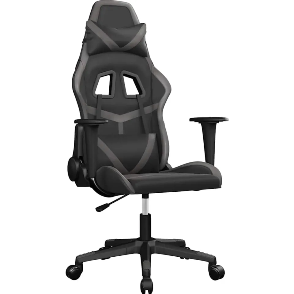 vidaXL Gamestoel kunstleer zwart en grijs, foto 3