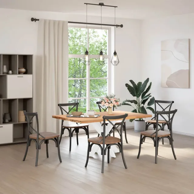 vidaXL Eettafelpoot spider vorm 85x85x(72-73) cm staal naturel Zwart