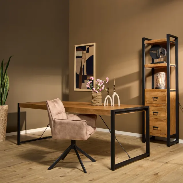 Starfurn Eettafel Boaz - eetkamertafel industrieel - mangohout 220 cm