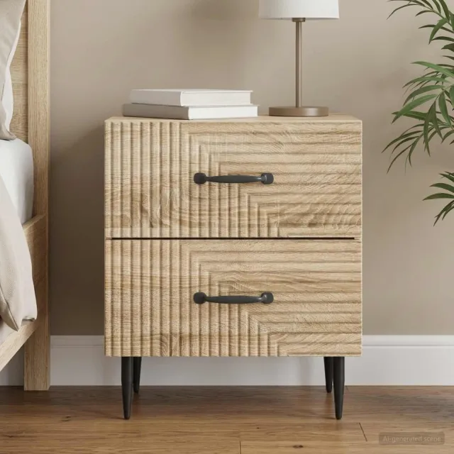 vidaXL Nachtkastje Sonoma Eiken 43 x 34,5 x 47,5 cm Bewerkt hout, foto 2