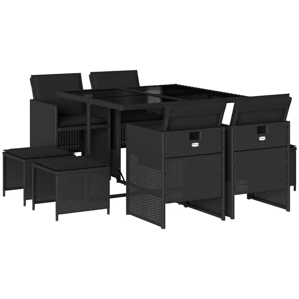 vidaXL 9-delige Tuinset poly rattan zwart, foto 4