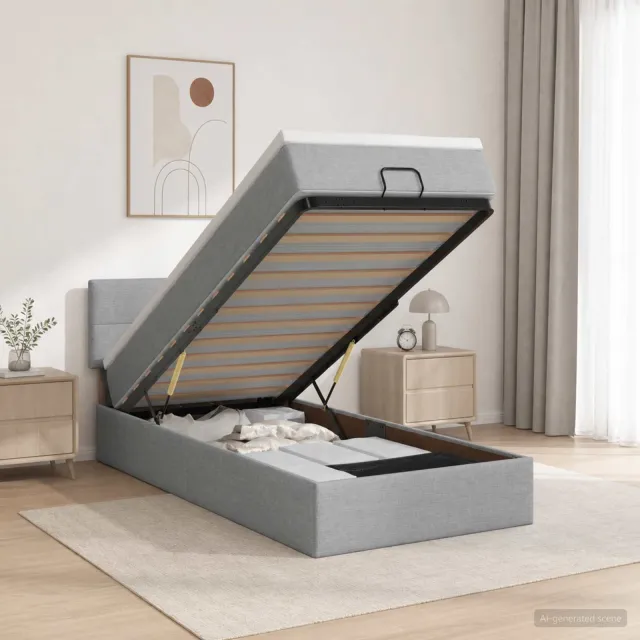 vidaXL Ottoman bed met matras Lichtgrijs 100 x 200 cm Stof