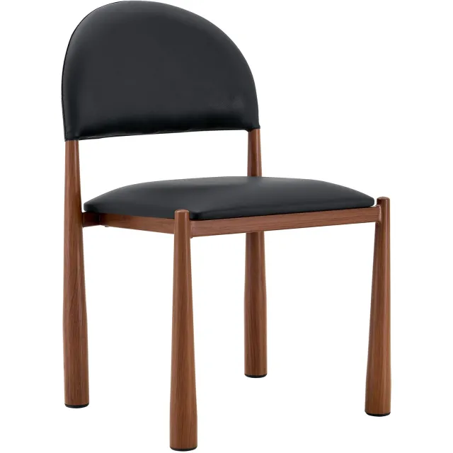 MUVANO Zwarte eetkamerstoelen set van 2 - Keukenstoelen met halfronde rugleuning - PU-kunstleer en metalen poten - 80 cm hoog - Voor keuken en eetkamer
