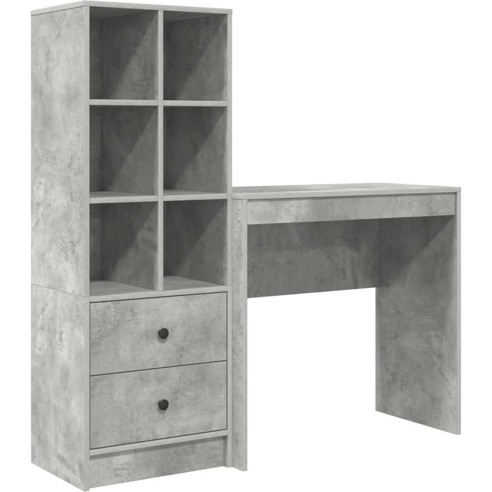vidaXL Bureau Beton Grijs 125,5 x 40 x 127 cm 2 st