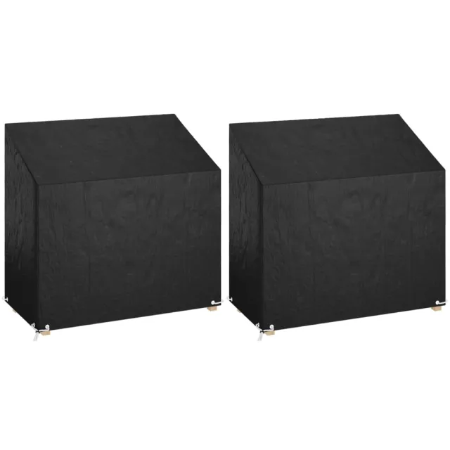 vidaXL Tuinbankhoezen 2 st 8 oogjes 130x70x70/88 cm polyetheen Zwart