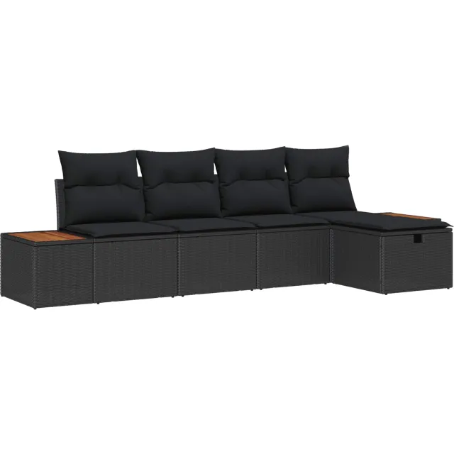 vidaXL Tuinbankenset 5 st Zwart poly rattan