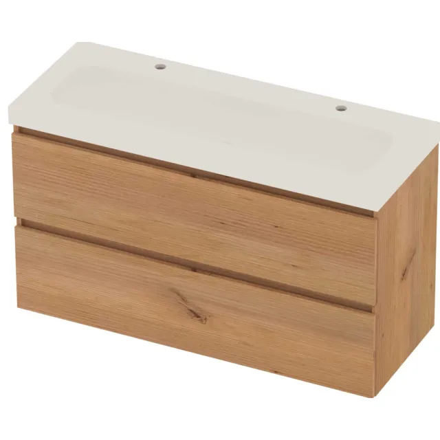 Basic-Line Moby 46 Badmeubelset Polystone 120x46x66 cm M46MWCWO1202 Whisky Oak Mat Wit