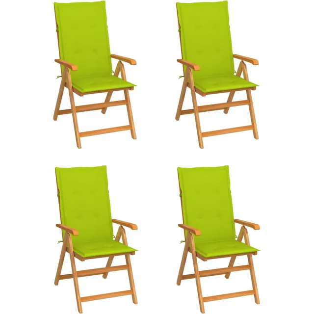 vidaXL Inklapbare stoelen 4 st met heldergroene kussens