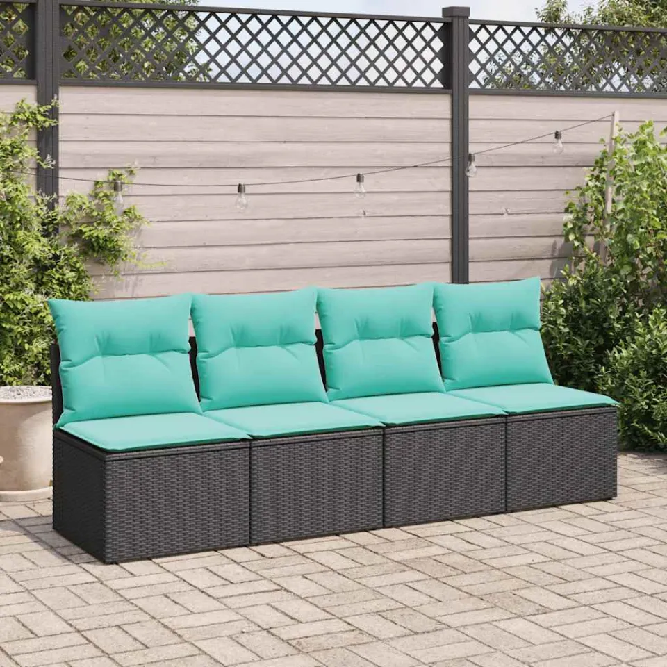 vidaXL 2-delige Loungeset met kussens poly rattan acacia zwart, foto 2