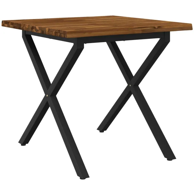 vidaXL Eettafel - met - levendige - rand - 80 - x - 80 - x - 75 - cm - Massief - Acacia - Hout Naturel en Zwart