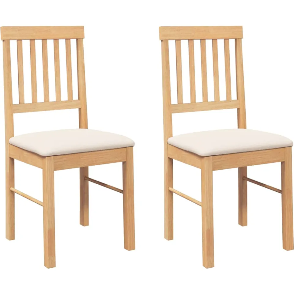 vidaXL Eetkamerstoelen met kussens 2 st massief hout rubber Bruin
